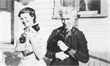 My Great-Grandmother, Margaret Blancher and cousin Martha Barber with the kittens